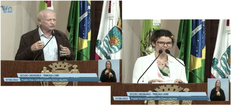 Bruno e Fernanda na tribuna da Câmara