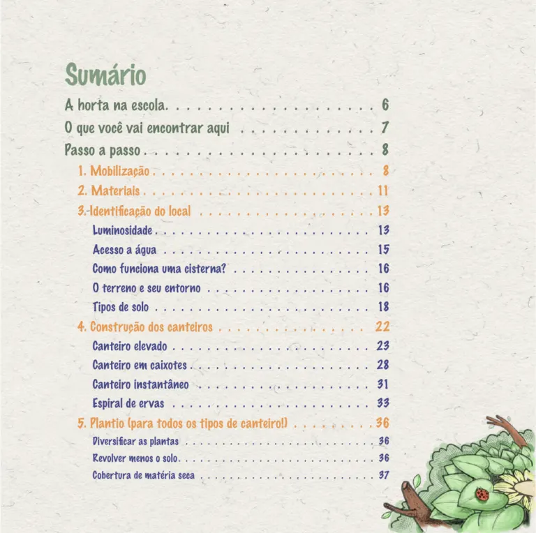 Página do livro Horta na Escola