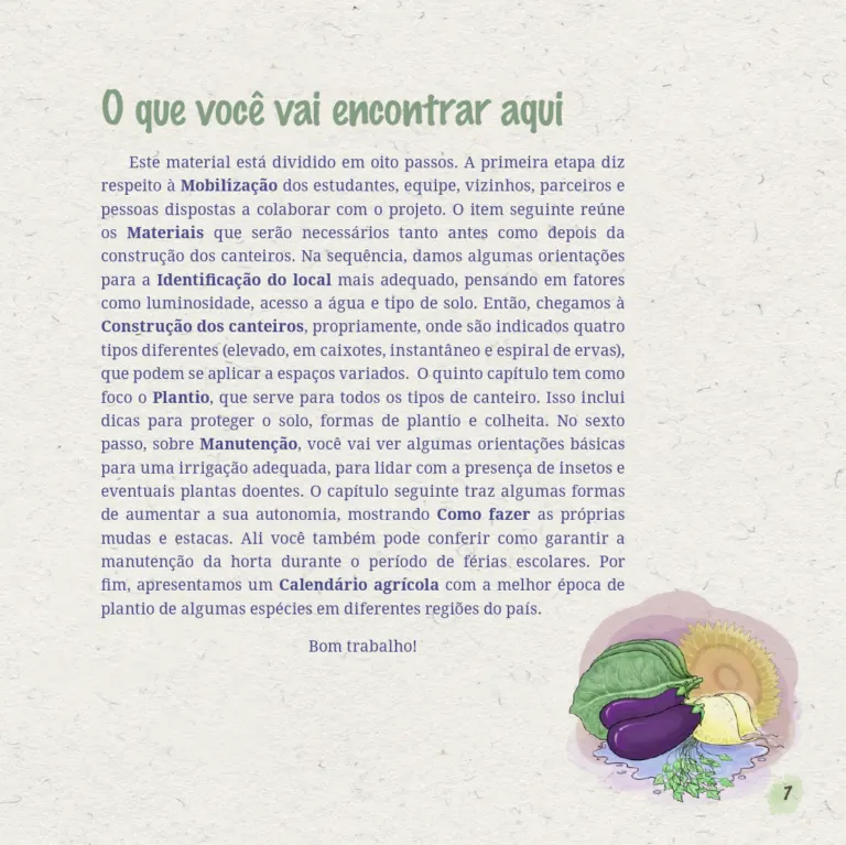 Página do livro Horta na Escola