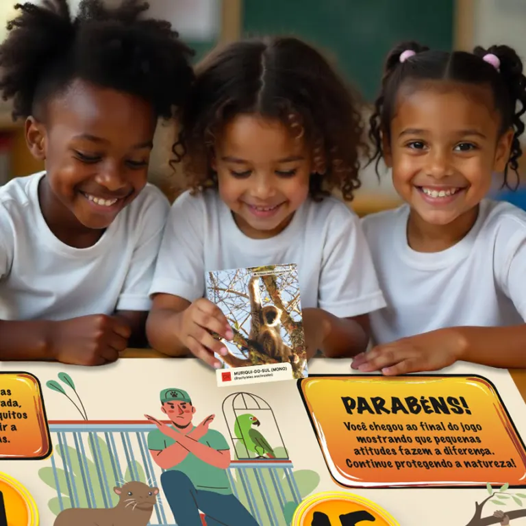 Crianças jogando com o material educativo